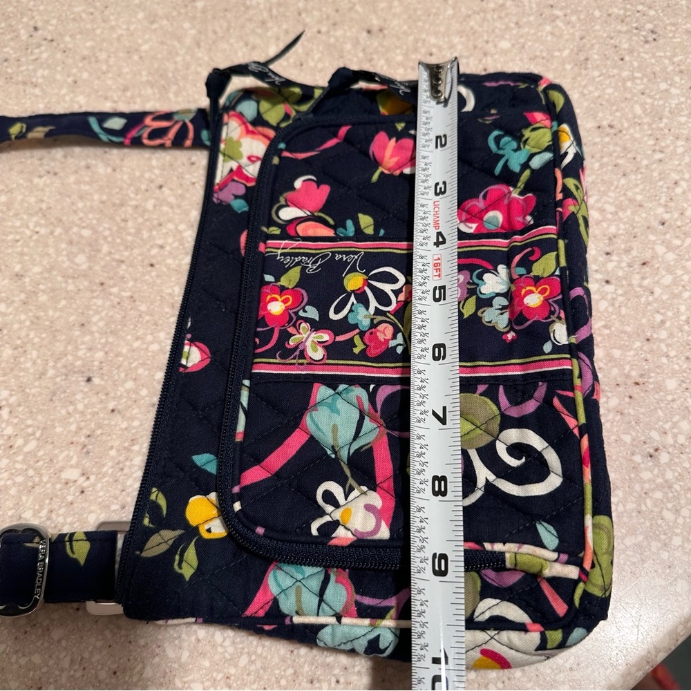 Vera Bradley Little Hipster Crossbody Bag in Navy Floral Retired Pattern Ribbons - Picture 10 of 15